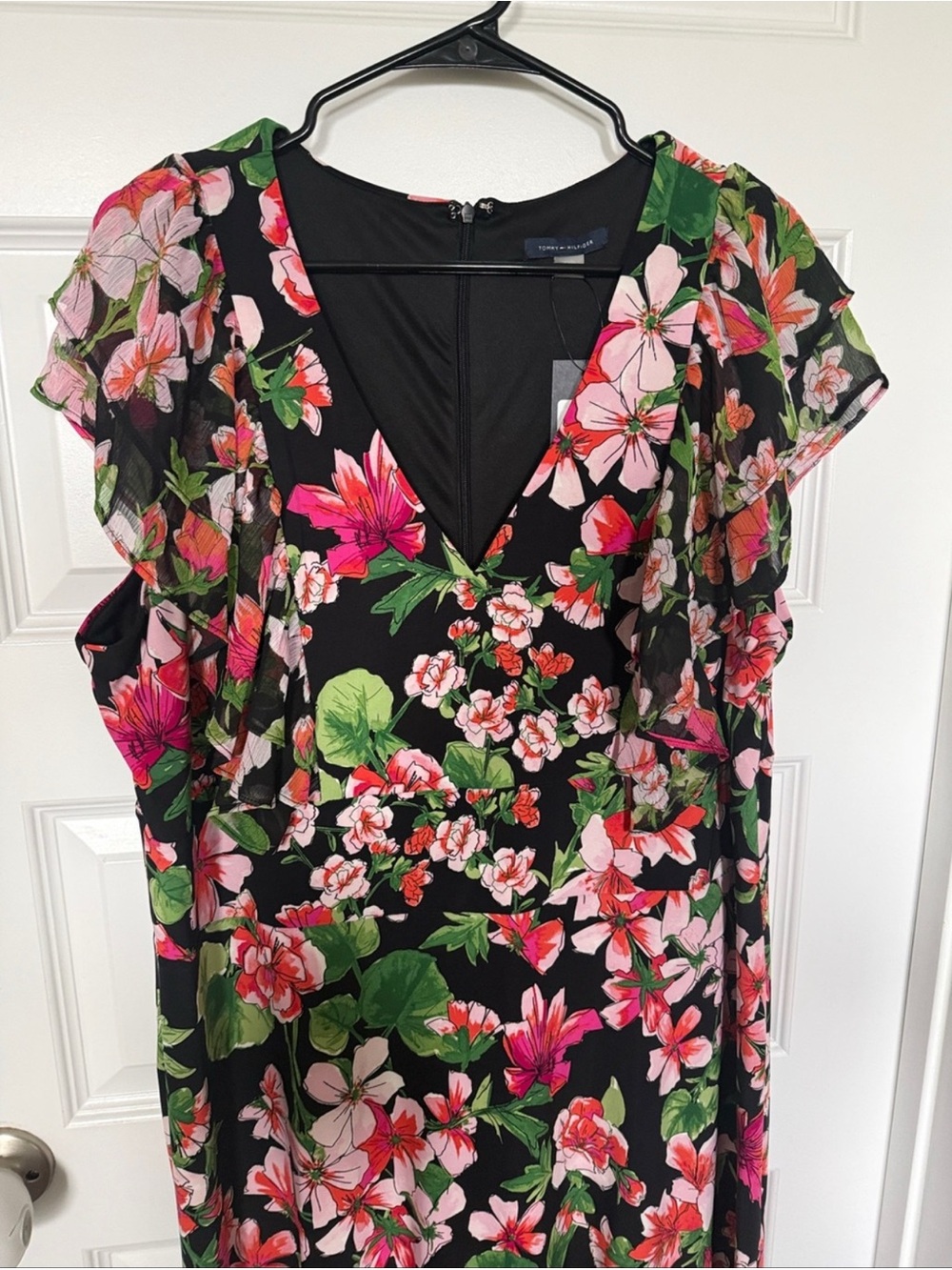 Tommy Hilfiger Black Floral Ruffle High-Low Maxi Dress - Picture 3 of 9